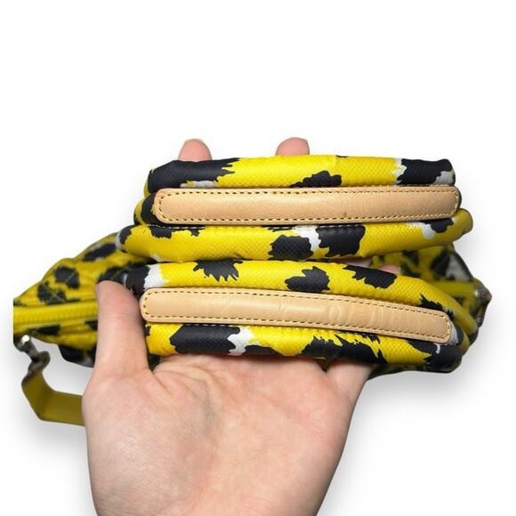 MZ Wallace Sutton Deluxe Medium Woven Quilted Crossbody Tote Bag Yellow Leopard - Picture 5 of 10